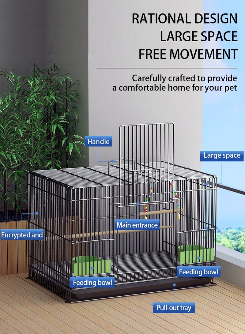 Kidle Portable Bird Cage Metal Parrot Cage Pigeon Cage with Feeding Bowls for 1-4 Birds - Image 2